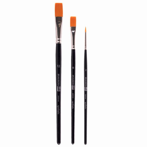 Кисти синтетика жесткая, круглая № 2, плоские № 8, 12, 200944 цена за 2 шт , 